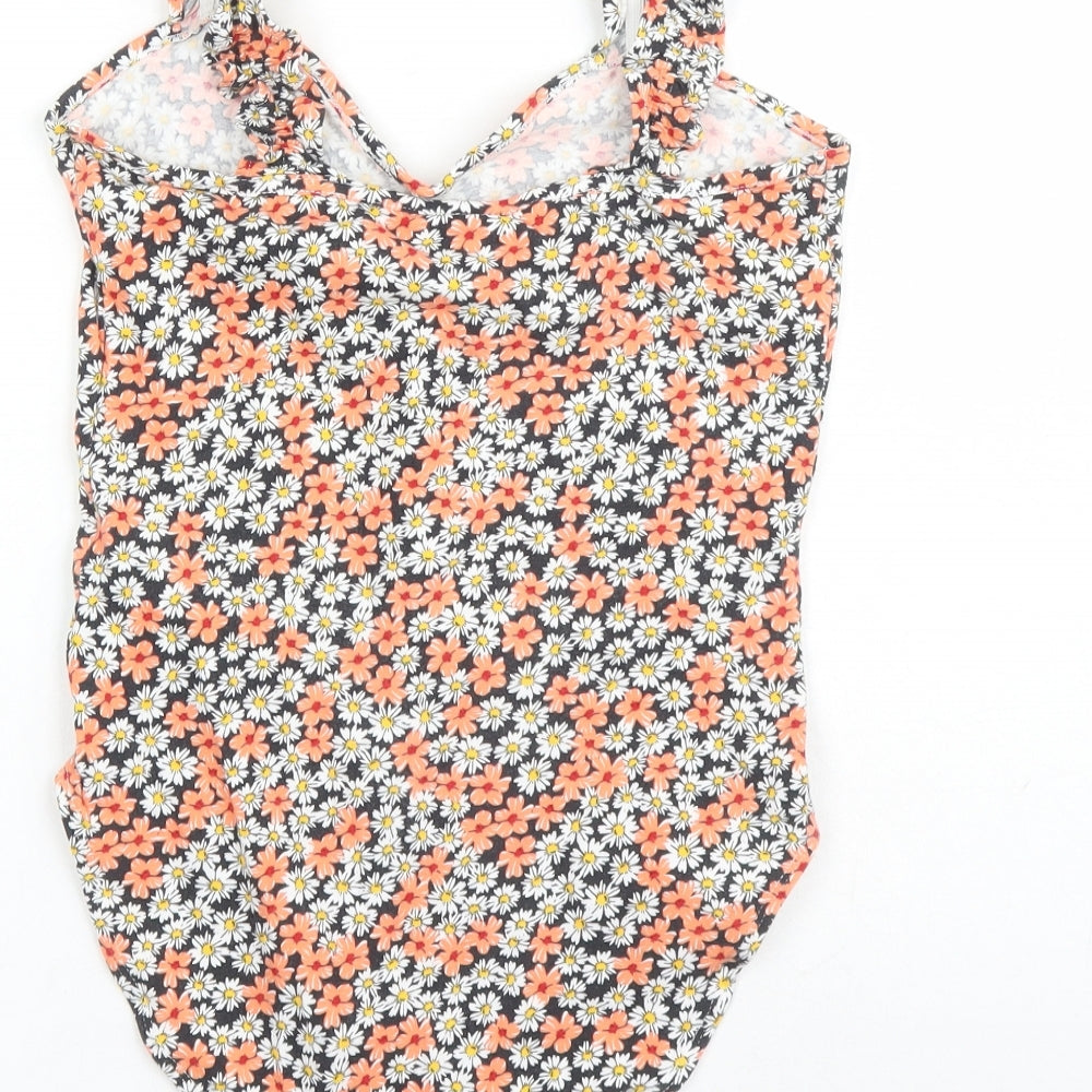 Miss Selfridge Womens Multicoloured Floral Cotton Bodysuit One-Piece Size 12 Snap