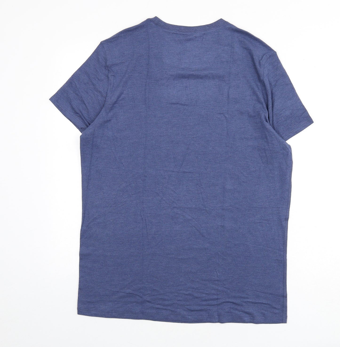 Marks and Spencer Mens Blue Acrylic T-Shirt Size L Round Neck - Thermal