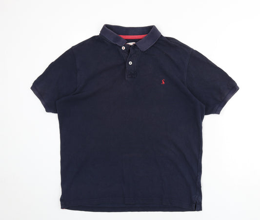 Joules Mens Blue Cotton Polo Size M Collared Button