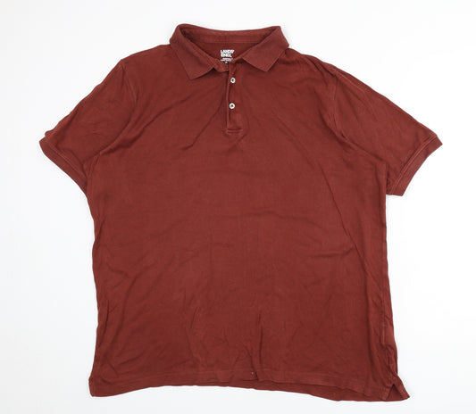 Lands' End Mens Red 100% Cotton Polo Size L Collared Button