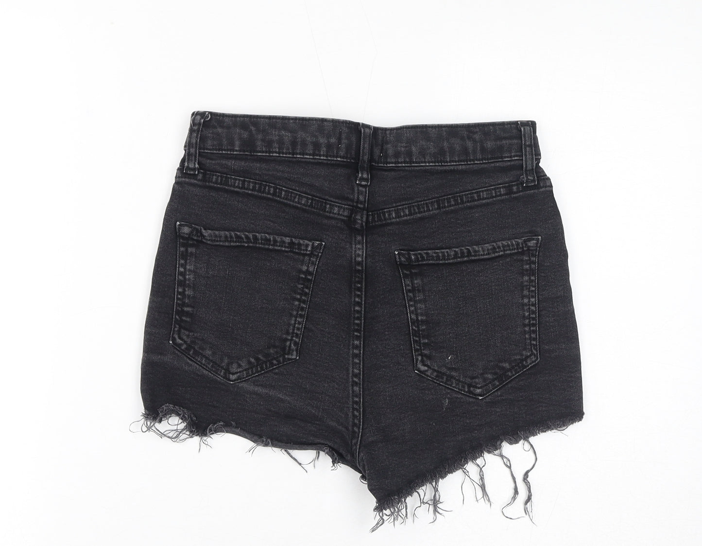 River Island Womens Black Cotton Hot Pants Shorts Size 10 L3 in Regular Zip - Distressed