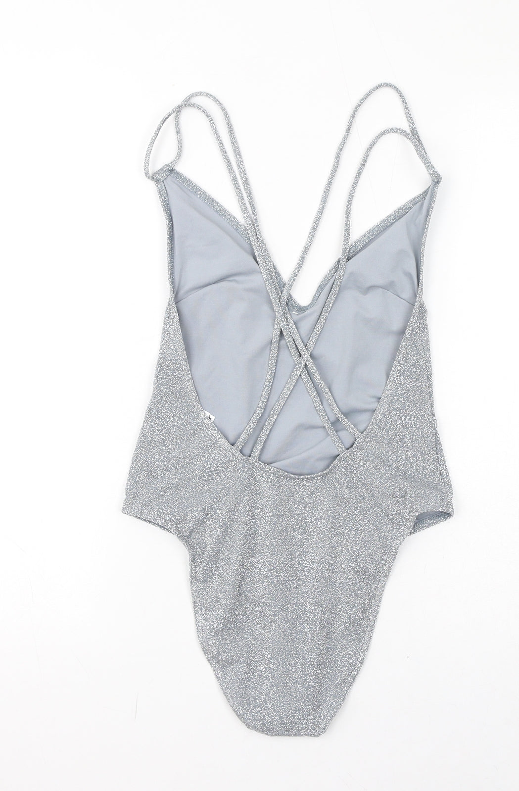 ASOS Womens Silver Polyamide Bodysuit One-Piece Size 8 Pullover - Sparkle