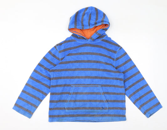 Mini Boden Boys Blue Striped Cotton Pullover Hoodie Size 11-12 Years Pullover