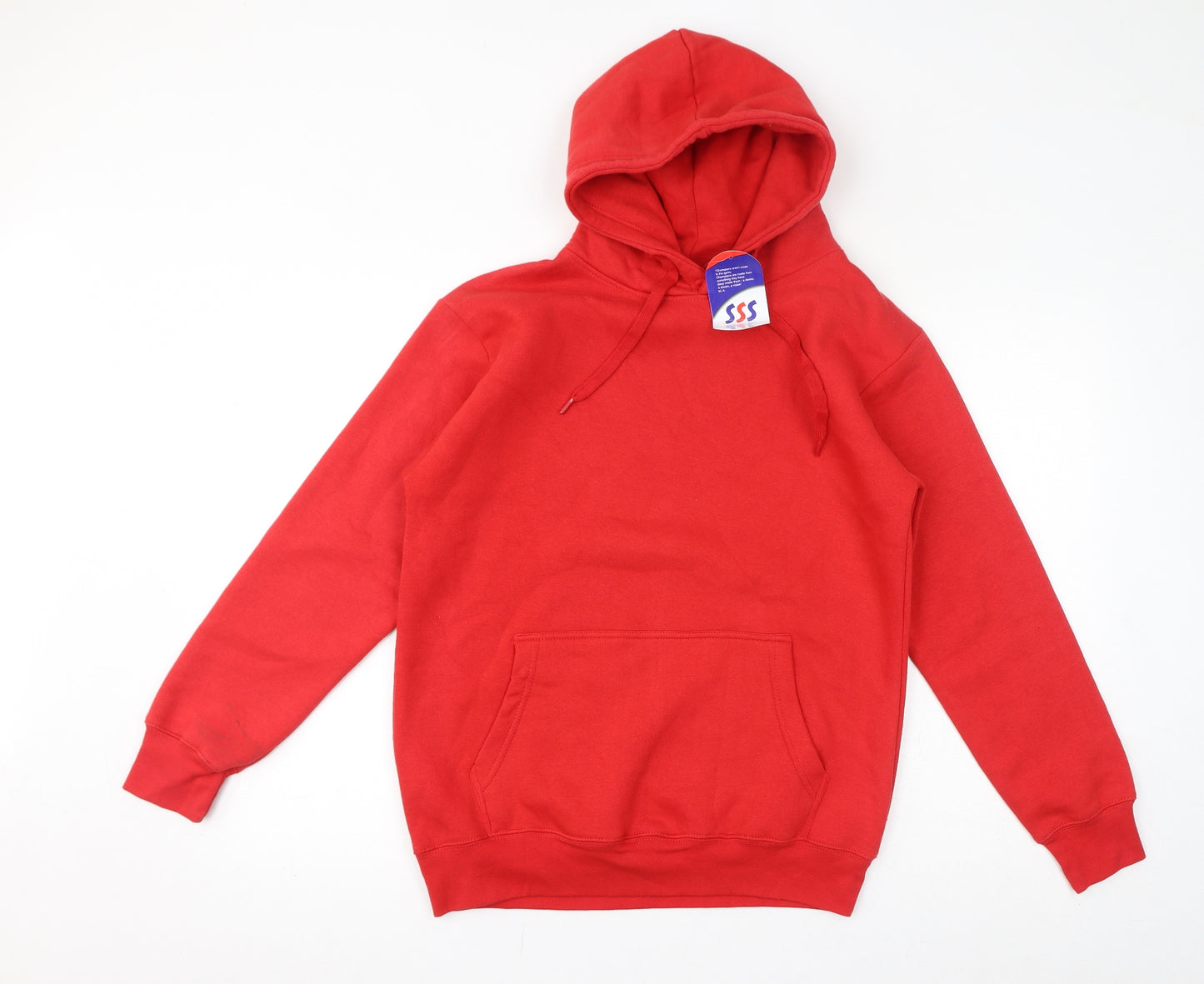 sss Mens Red Cotton Pullover Hoodie Size S