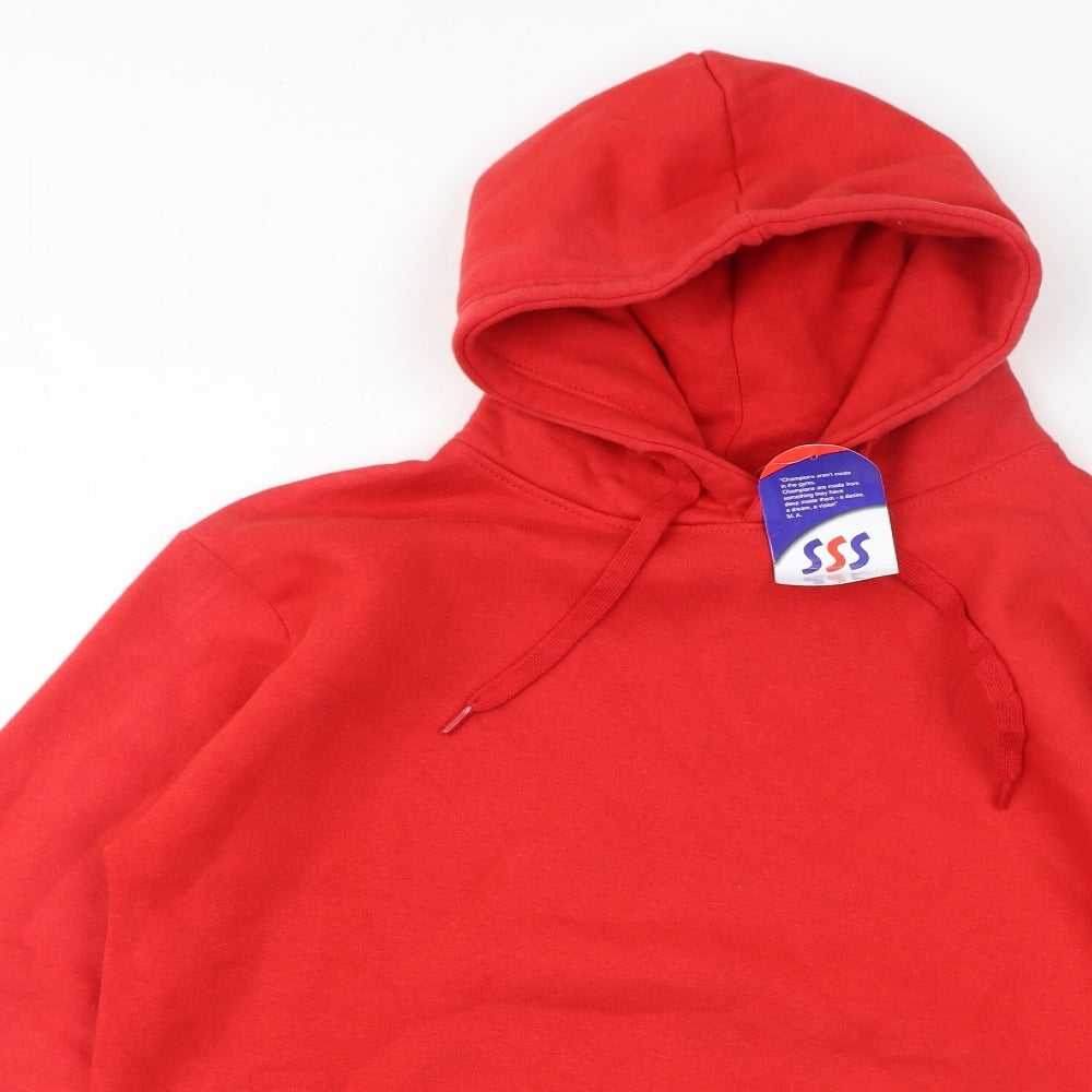 sss Mens Red Cotton Pullover Hoodie Size S