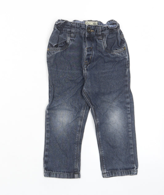 NEXT Boys Blue Cotton Straight Jeans Size 2 Years Regular Zip - 1.5 - 2 Years, Adjustable waist