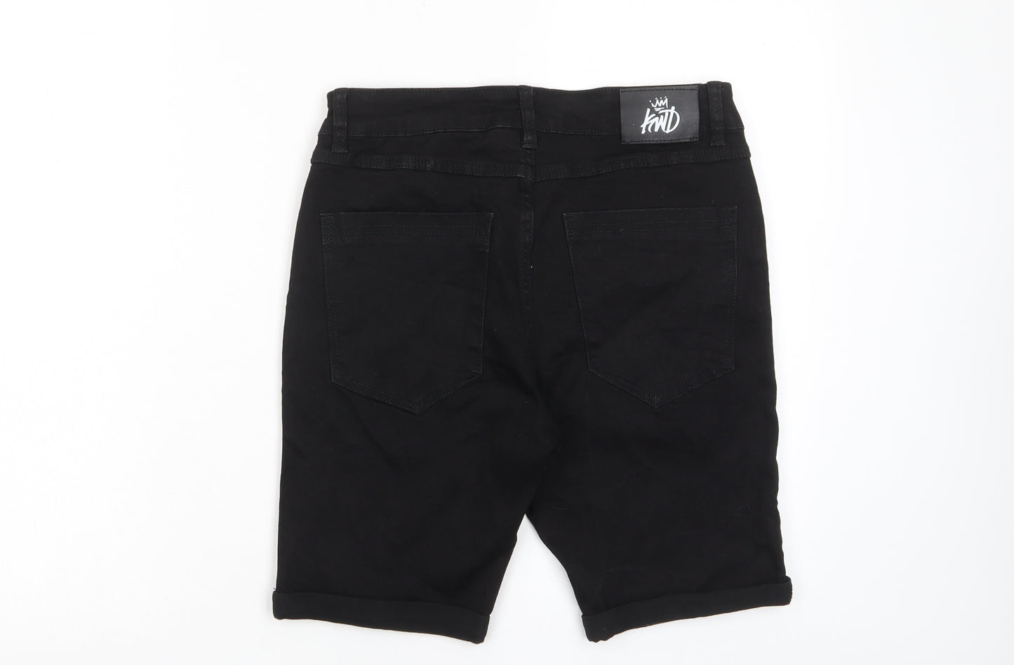 KWD Mens Black Cotton Bermuda Shorts Size 32 in L8 in Regular Button - Pockets