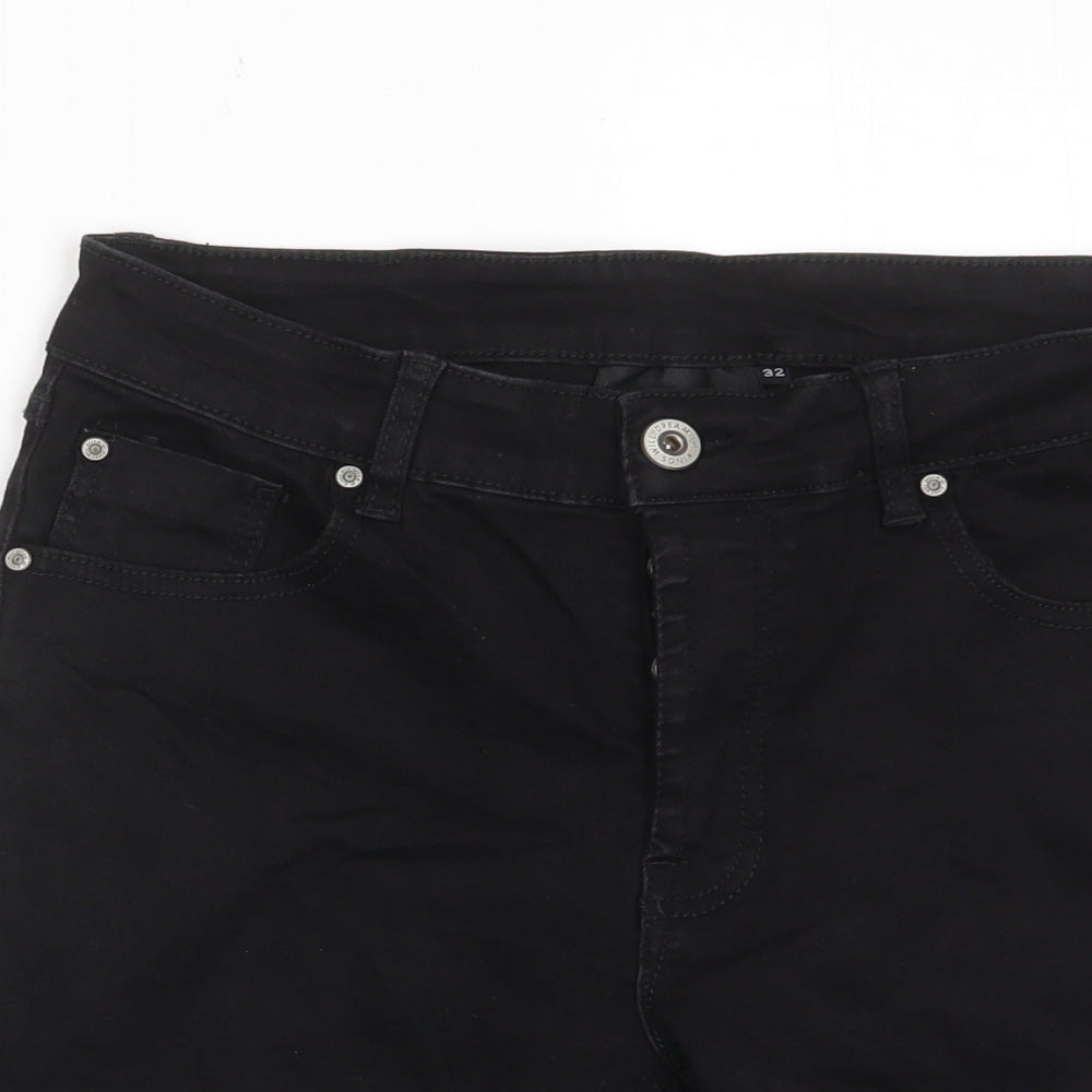 KWD Mens Black Cotton Bermuda Shorts Size 32 in L8 in Regular Button - Pockets