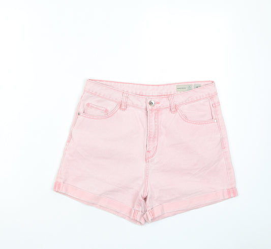 VERO MODA Womens Pink Cotton Boyfriend Shorts Size M L3 in Regular Zip - Pockets