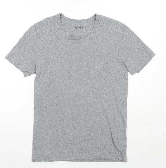 HUGO BOSS Mens Grey Cotton T-Shirt Size S Round Neck