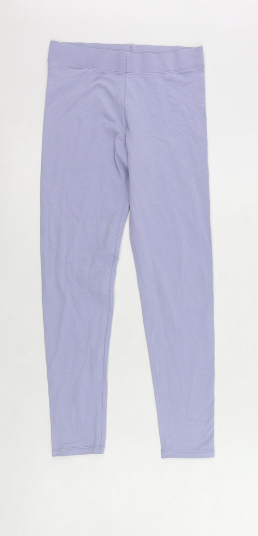 Marks and Spencer Girls Blue Cotton Jogger Trousers Size 11-12 Years Regular - Leggings