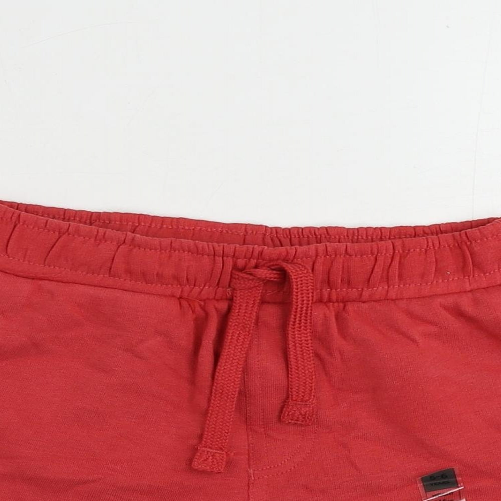 Marks and Spencer Boys Red Cotton Sweat Shorts Size 5-6 Years Regular Drawstring - Pockets