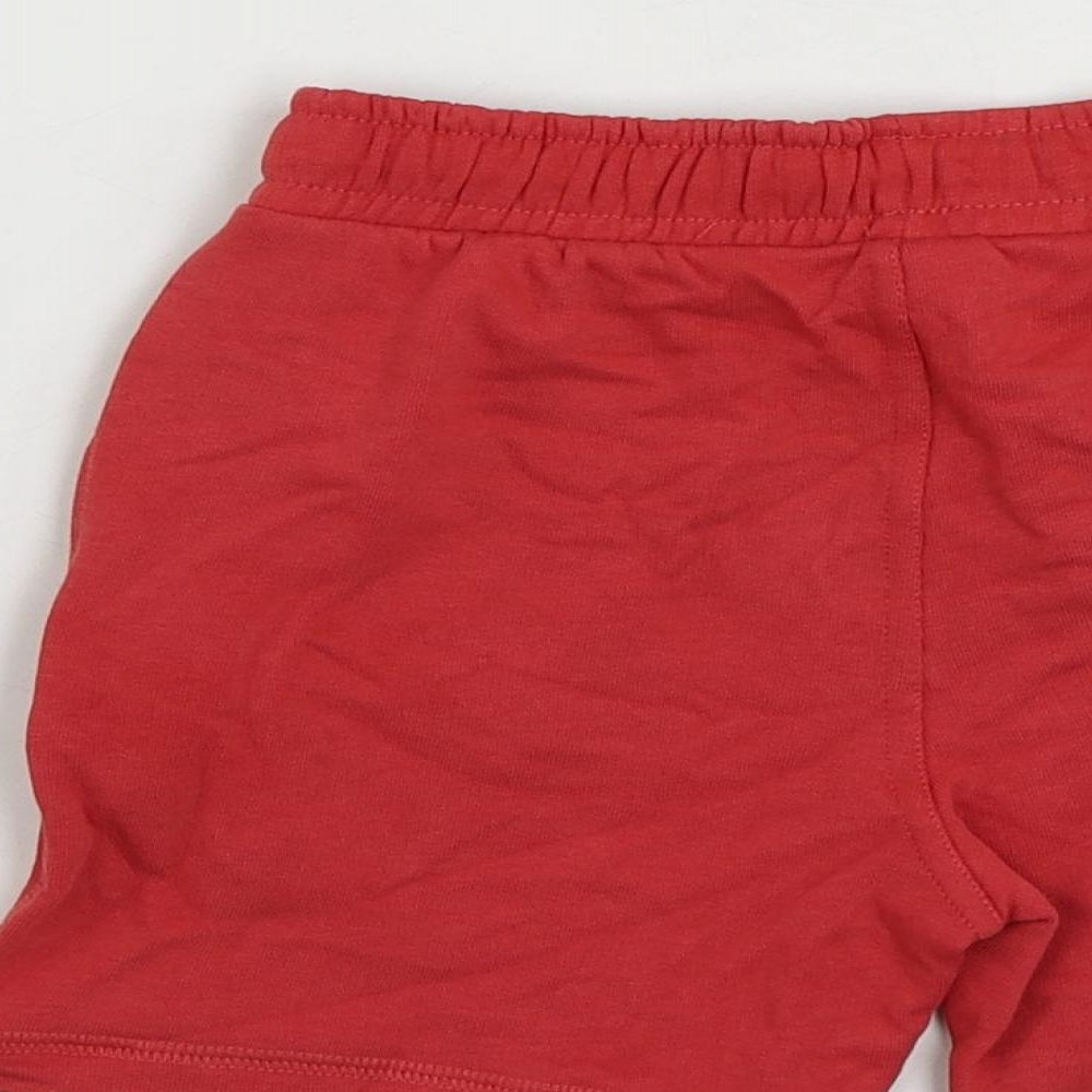 Marks and Spencer Boys Red Cotton Sweat Shorts Size 5-6 Years Regular Drawstring - Pockets