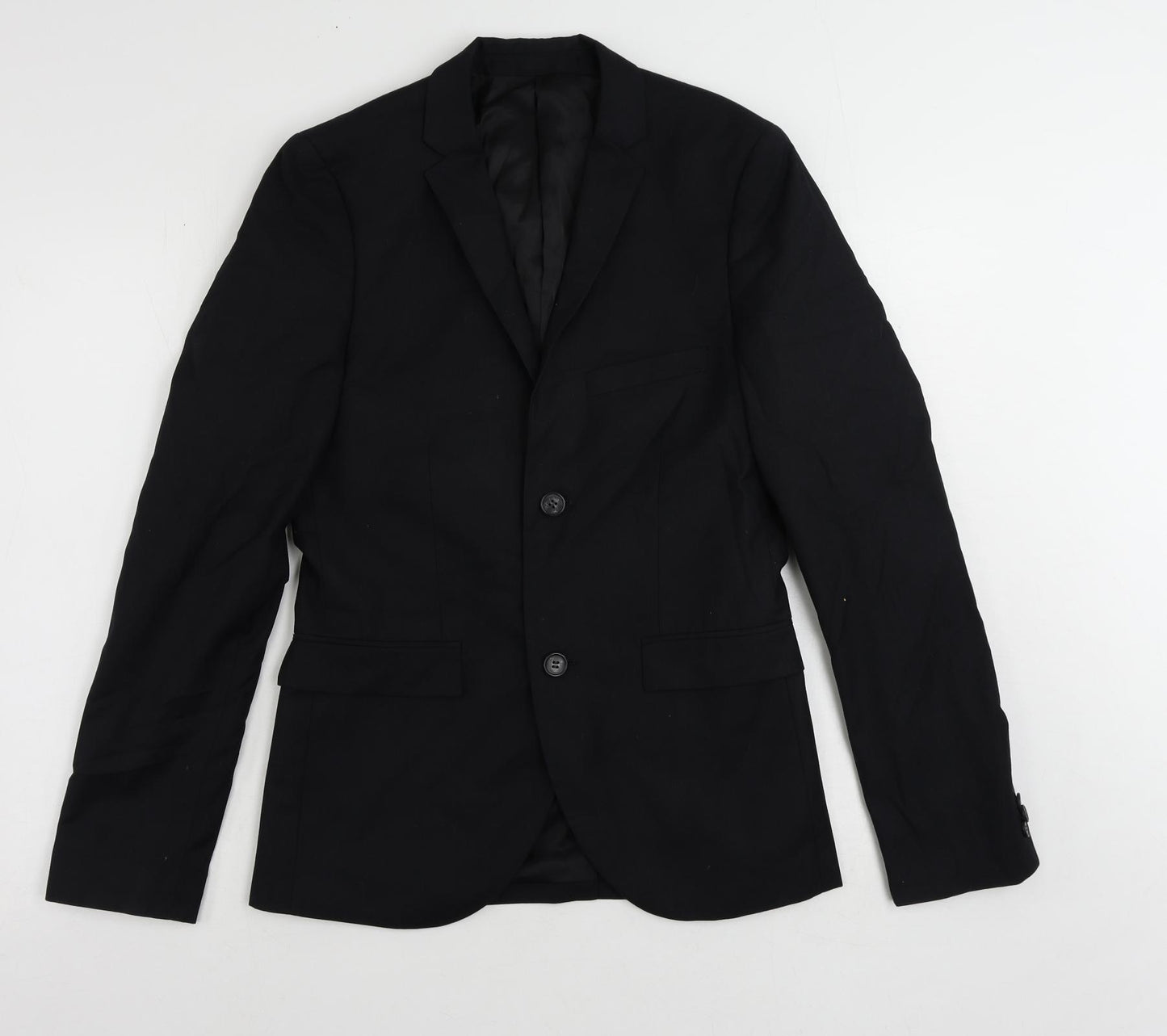 Topman Mens Black Polyester Jacket Suit Jacket Size 36 Regular