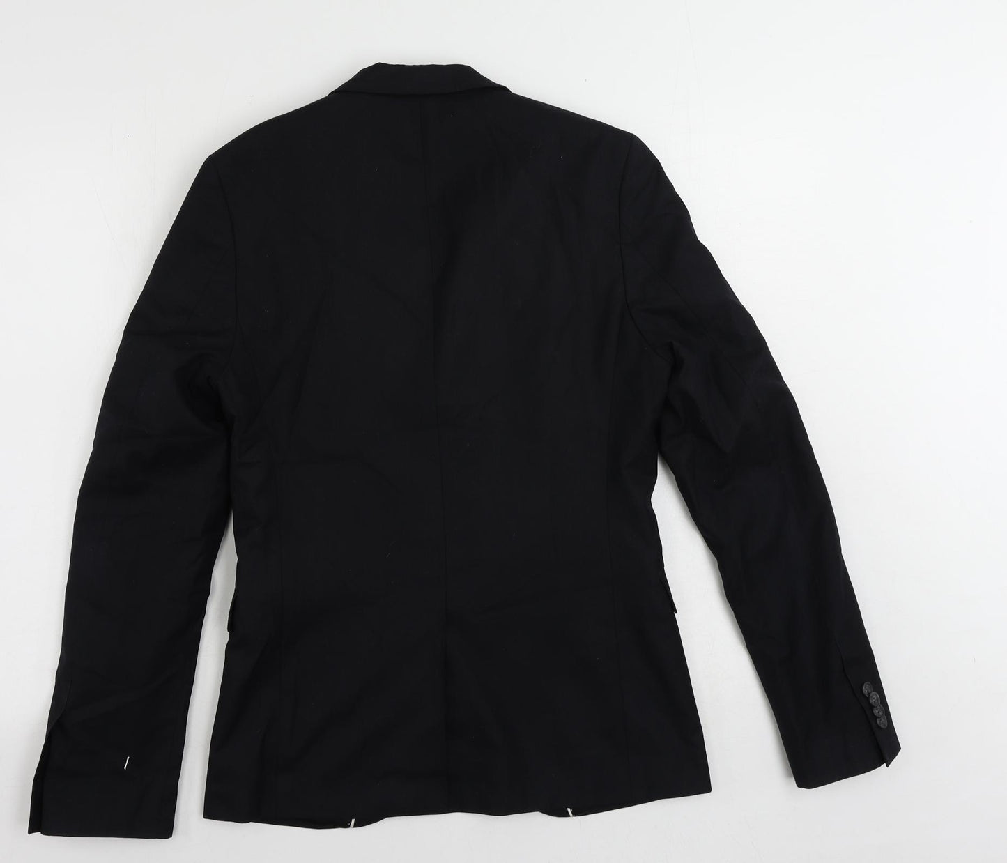 Topman Mens Black Polyester Jacket Suit Jacket Size 36 Regular