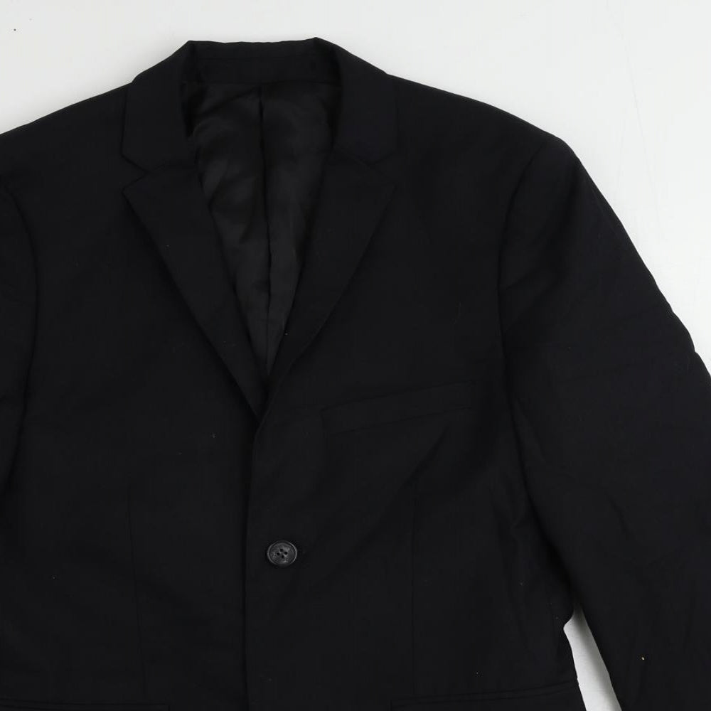 Topman Mens Black Polyester Jacket Suit Jacket Size 36 Regular