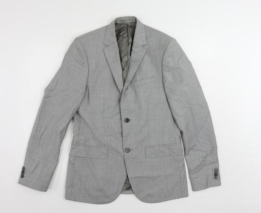 H&M Mens Grey Wool Jacket Suit Jacket Size 38 Regular