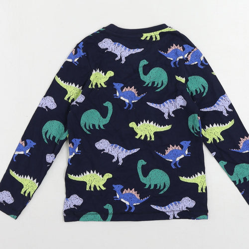 Marks and Spencer Boys Blue Geometric Cotton Pullover T-Shirt Size 4-5 Years Crew Neck Pullover - Dinosaur Print