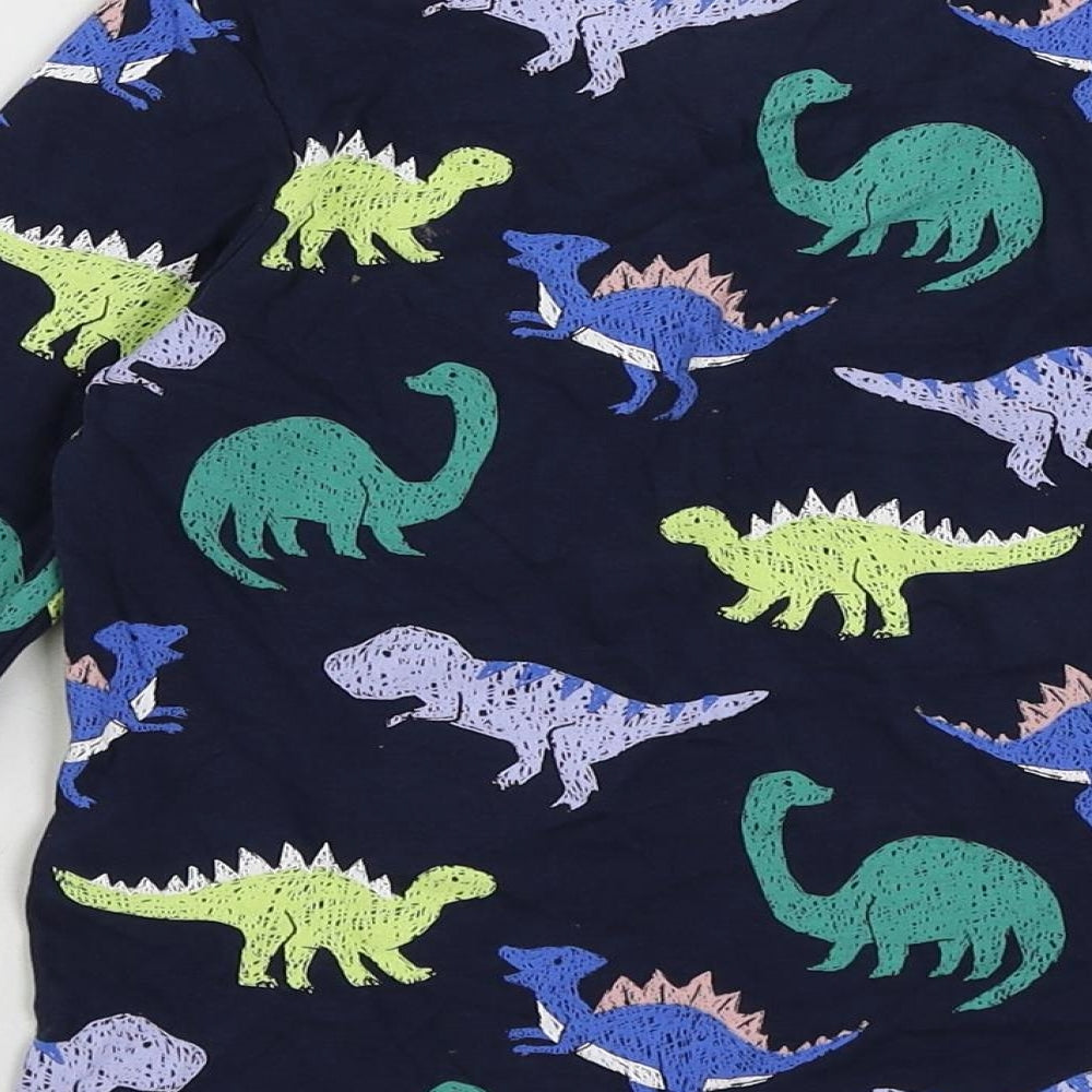 Marks and Spencer Boys Blue Geometric Cotton Pullover T-Shirt Size 4-5 Years Crew Neck Pullover - Dinosaur Print