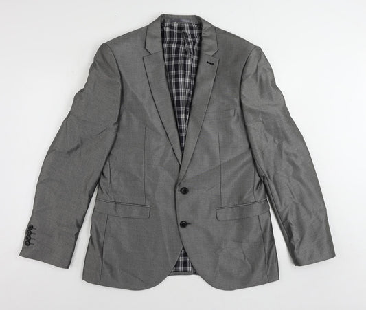 NEXT Mens Grey Polyester Jacket Suit Jacket Size 42 Regular