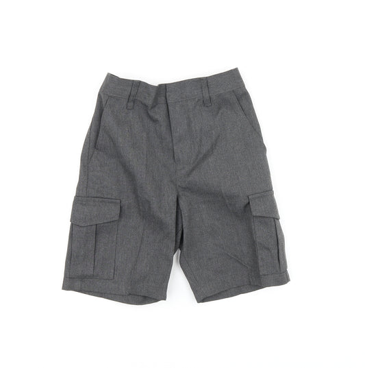 Marks and Spencer Boys Grey Polyester Bermuda Shorts Size 6-7 Years Regular Zip