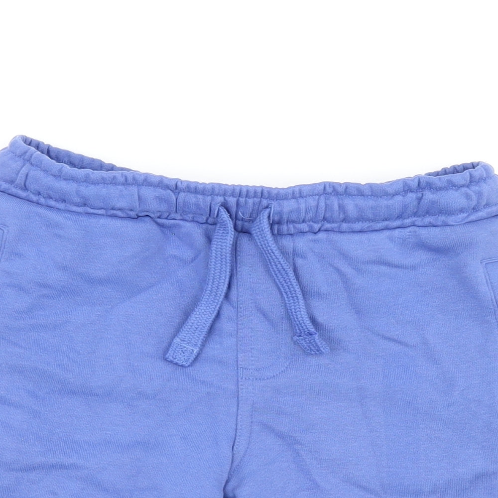 Marks and Spencer Boys Blue Cotton Sweat Shorts Size 4-5 Years Regular Drawstring