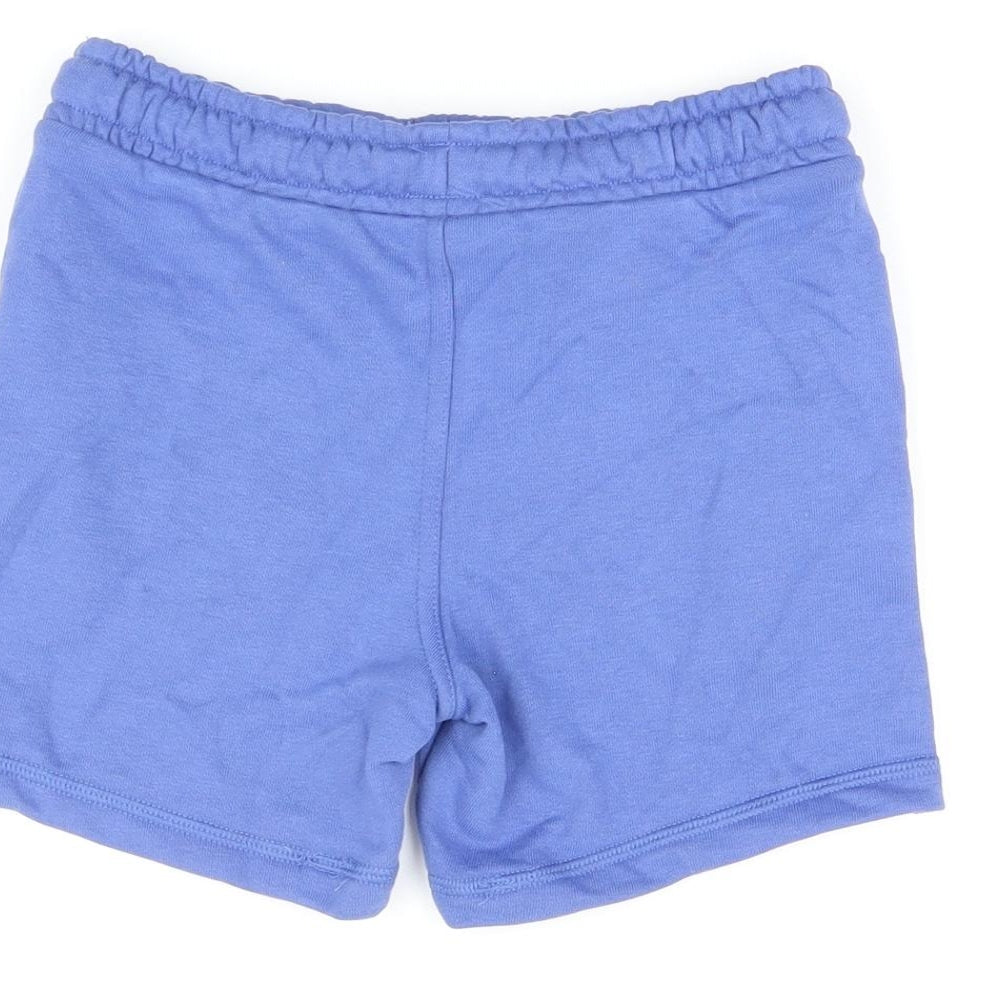 Marks and Spencer Boys Blue Cotton Sweat Shorts Size 4-5 Years Regular Drawstring