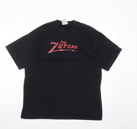 Fruit of the Loom Mens Black Cotton T-Shirt Size L Crew Neck - The Zutons