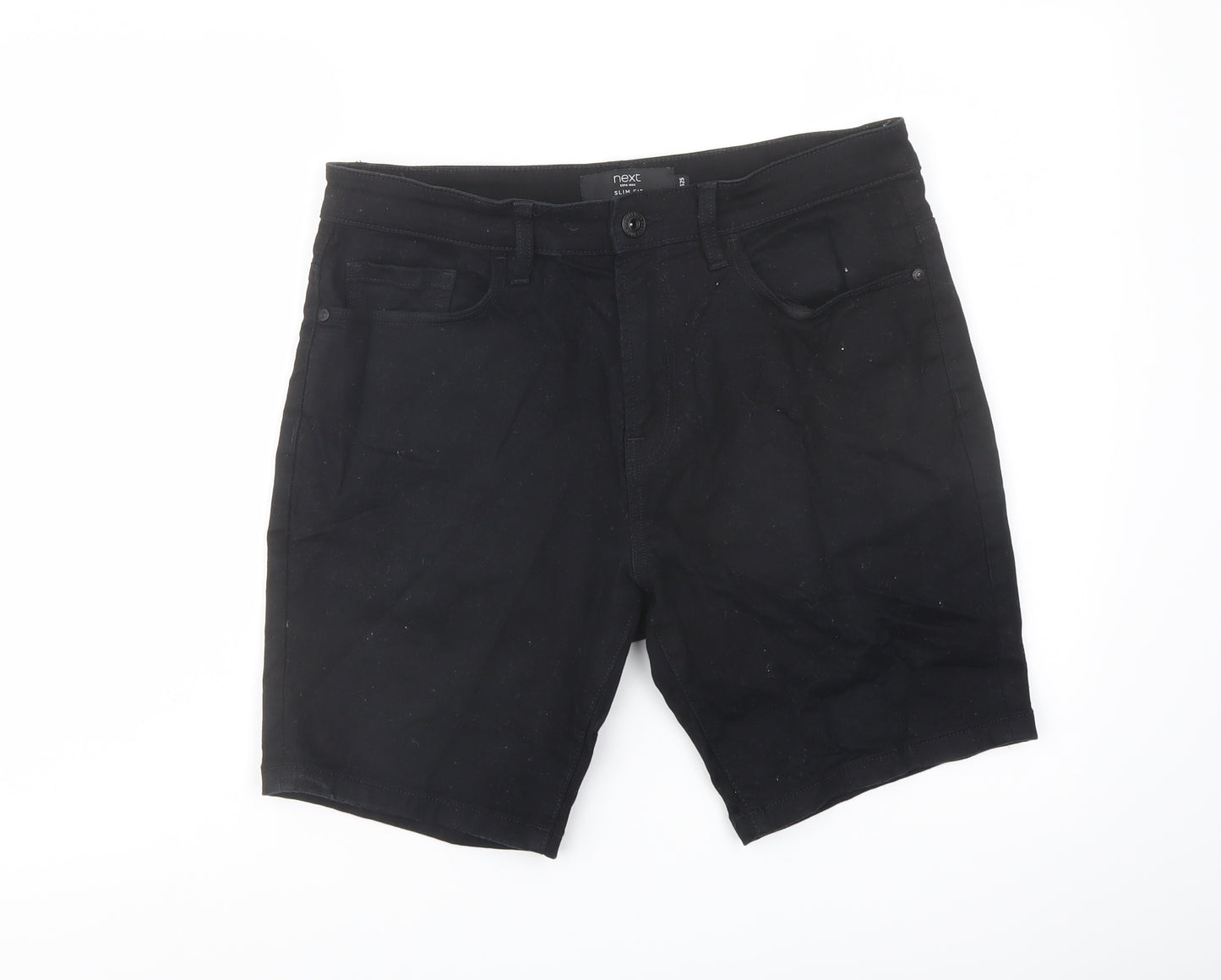 NEXT Mens Black Cotton Bermuda Shorts Size 32 in L9 in Regular Button