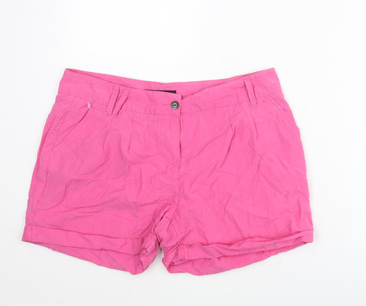 Dorothy Perkins Womens Pink Cotton Basic Shorts Size 12 L4 in Regular Zip