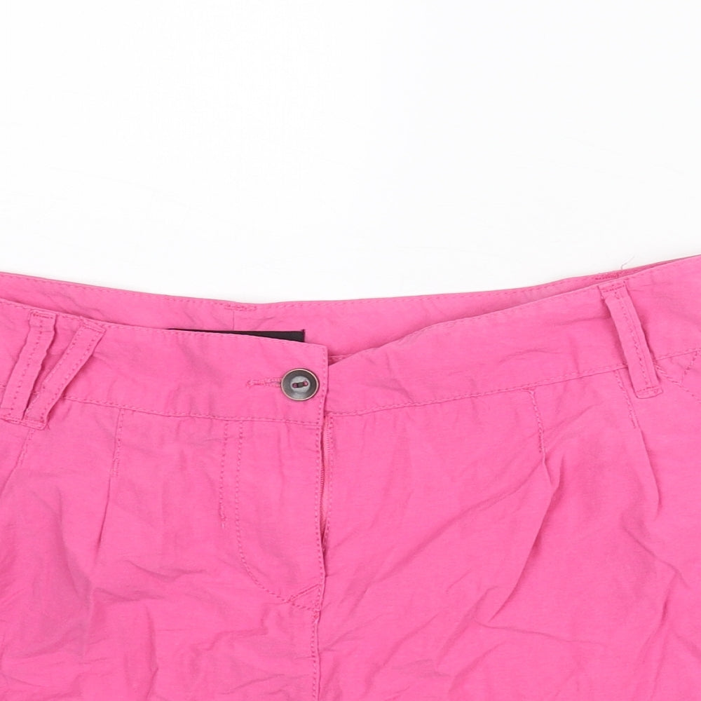 Dorothy Perkins Womens Pink Cotton Basic Shorts Size 12 L4 in Regular Zip