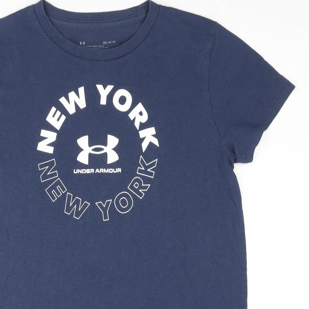 Under armour Mens Blue Cotton T-Shirt Size M Round Neck - New York Logo