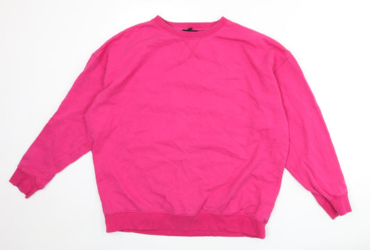 New Look Womens Pink Cotton Pullover Sweatshirt Size L Pullover