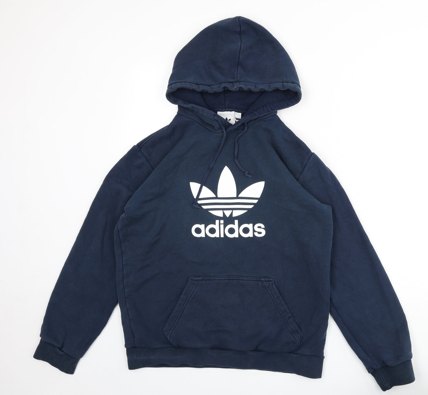 adidas Mens Blue Cotton Pullover Hoodie Size S