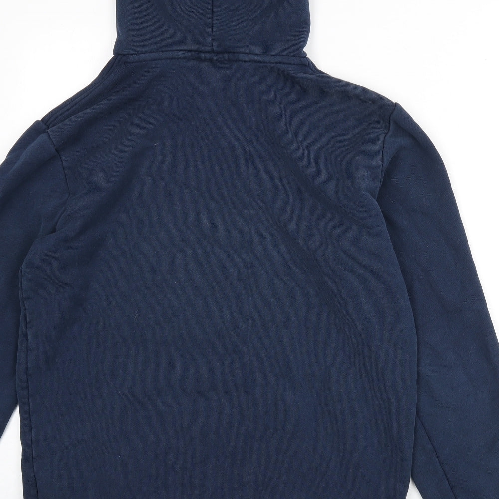 adidas Mens Blue Cotton Pullover Hoodie Size S