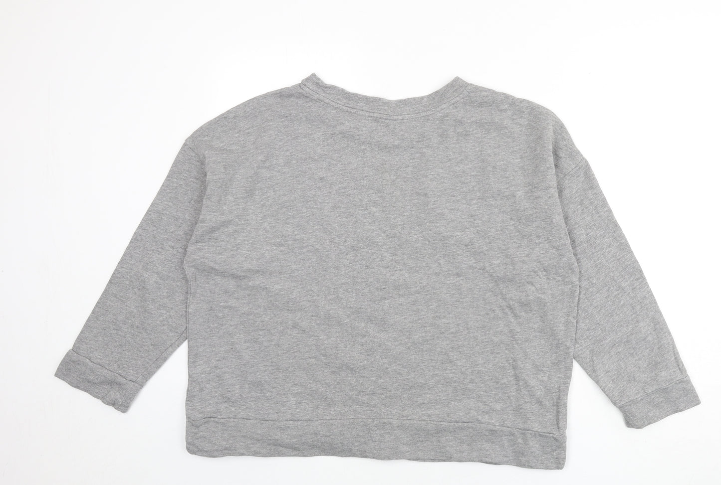 Marks and Spencer Womens Grey Cotton Pullover Sweatshirt Size 16 Pullover - Floral Detail