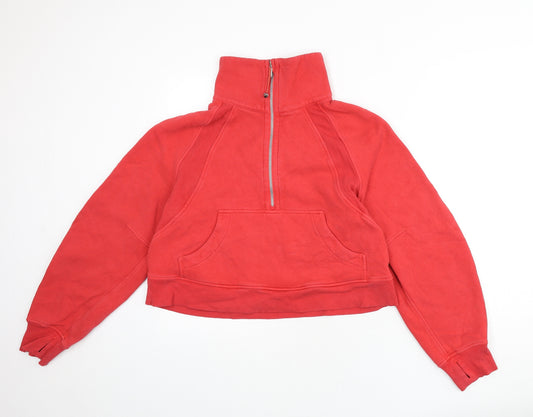 Lululemon Womens Red Cotton Pullover Sweatshirt Size M Zip