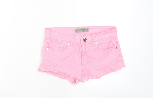 Denim & Co. Womens Pink Cotton Basic Shorts Size 6 Regular Zip - Pockets