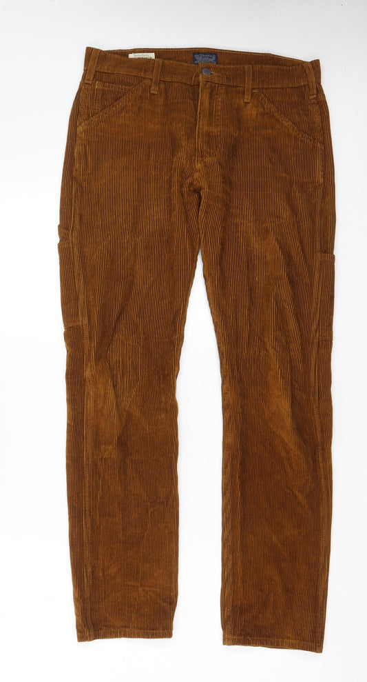 Levi's Mens Brown Cotton Trousers Size 30 in L32 in Regular Zip - Pockets, Logo