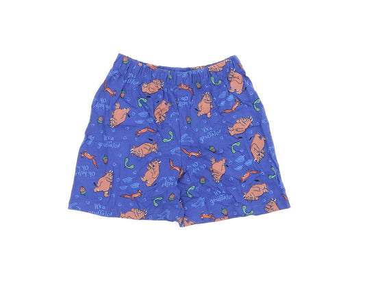 Marks and Spencer Boys Blue Geometric Cotton Sweat Shorts Size 4-5 Years Regular - Gruffalo