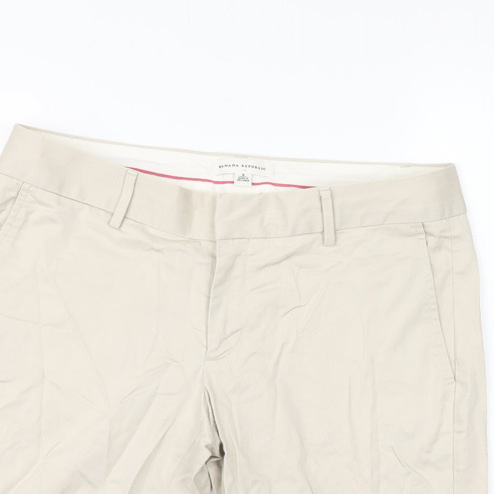 Banana Republic Womens Beige Cotton Bermuda Shorts Size 8 L10.5 in Regular Zip