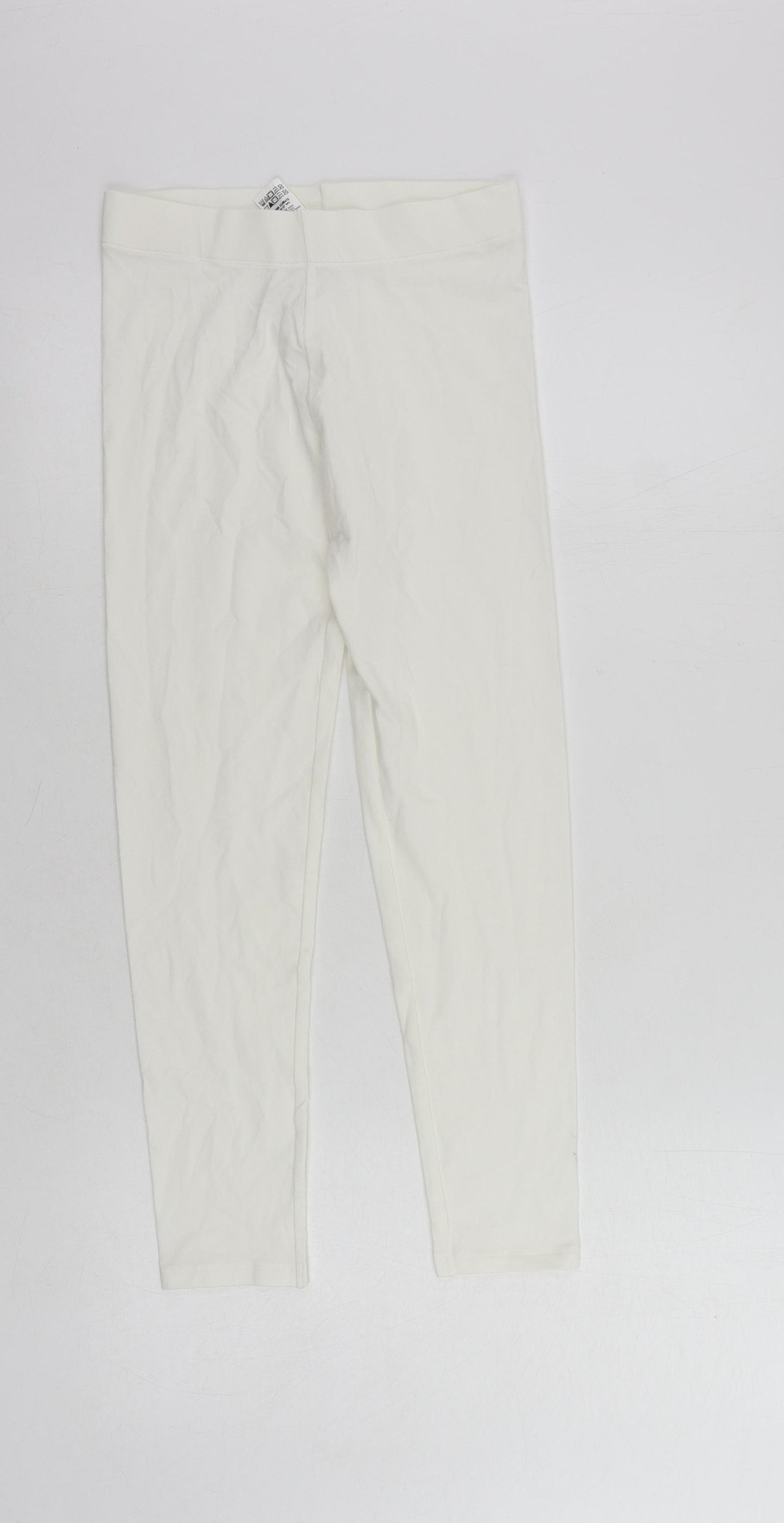 Marks and Spencer Girls White Cotton Jogger Trousers Size 11-12 Years Regular - Leggings