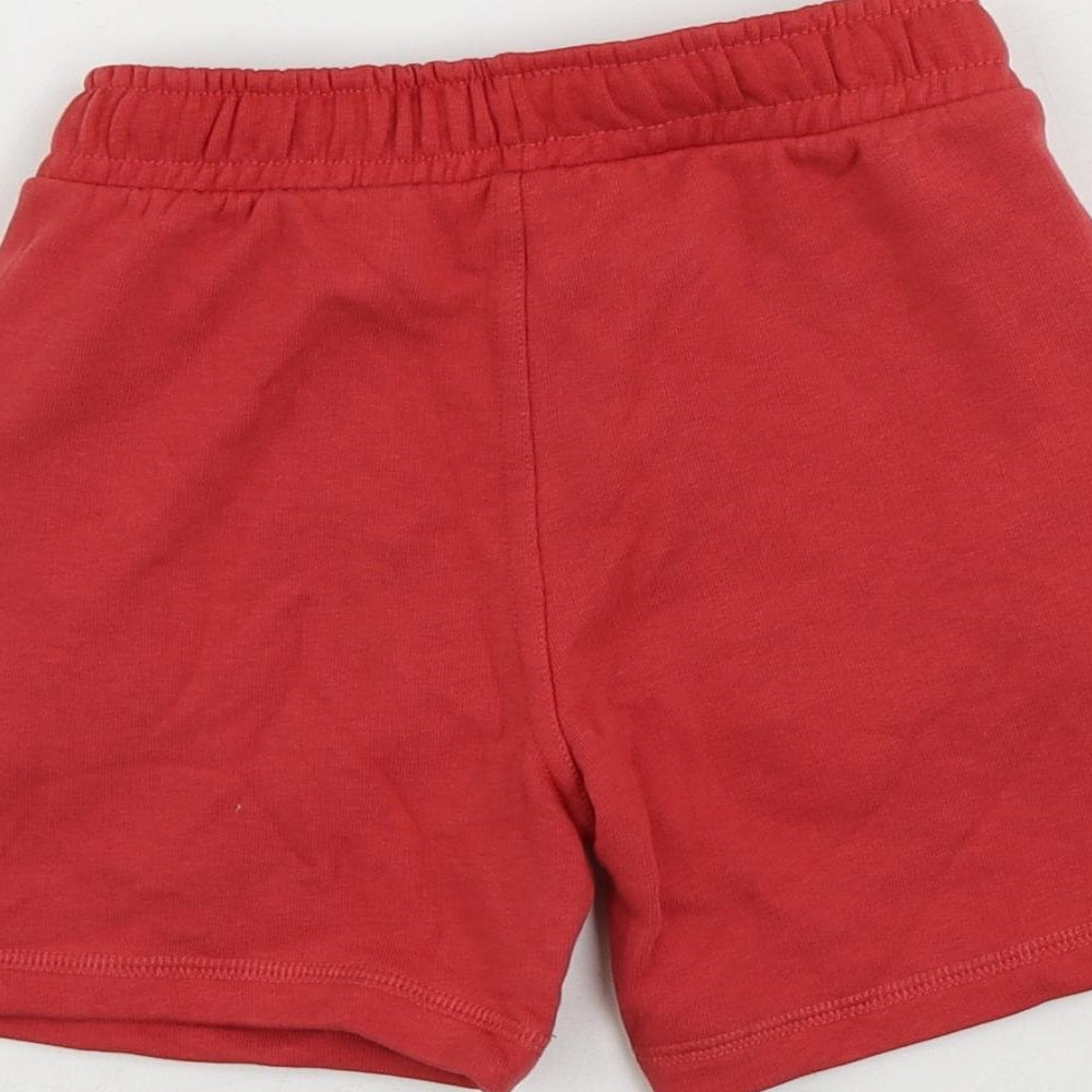 Marks and Spencer Boys Red Cotton Sweat Shorts Size 5-6 Years Regular Drawstring - Pockets