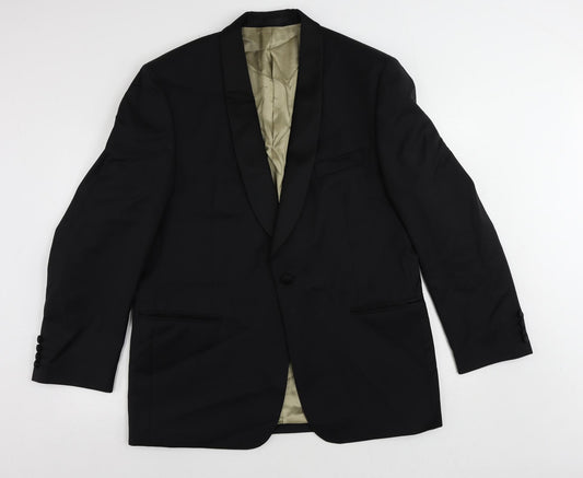 Marks and Spencer Mens Black Wool Tuxedo Suit Jacket Size 42 Regular