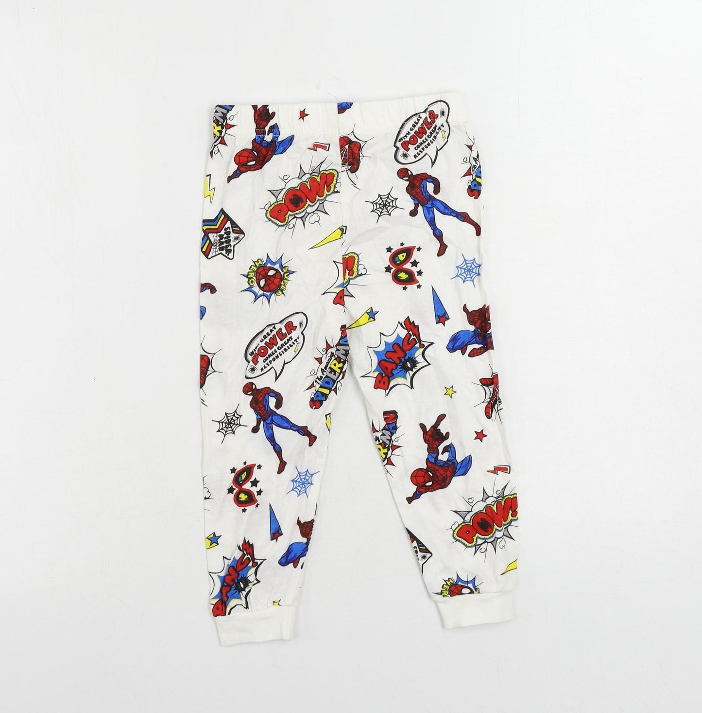 Marks and Spencer Boys White Geometric Cotton Pyjama Pants Size 2-3 Years - Spider-Man