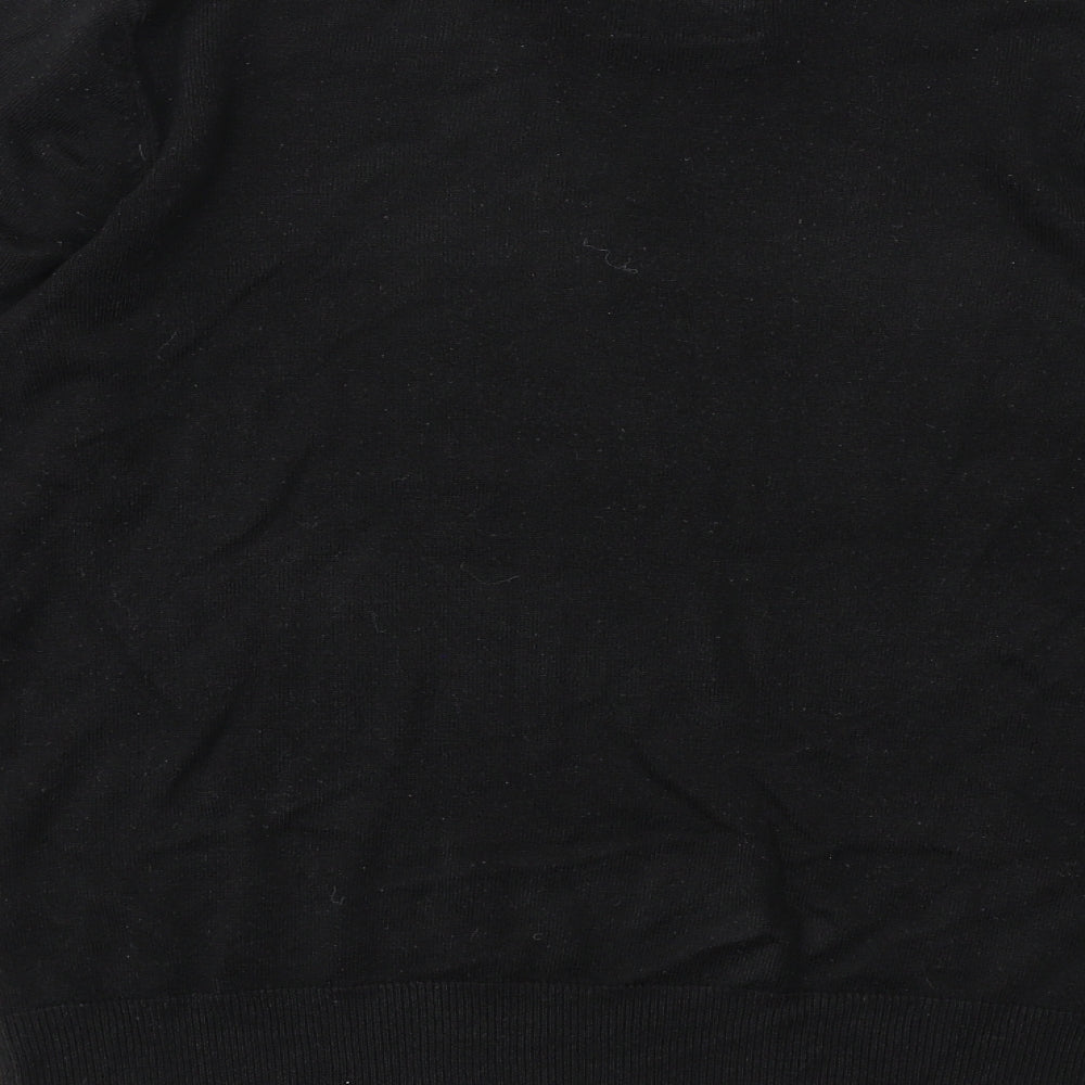 Topman Mens Black Collared Acrylic Pullover Jumper Size M Long Sleeve