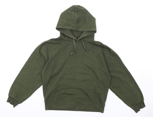 Zara Womens Green Cotton Pullover Hoodie Size S Pullover