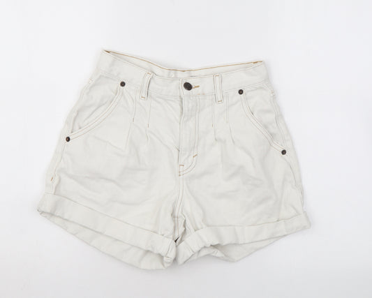 Topshop Womens Beige Cotton Hot Pants Shorts Size 6 L3 in Regular Zip