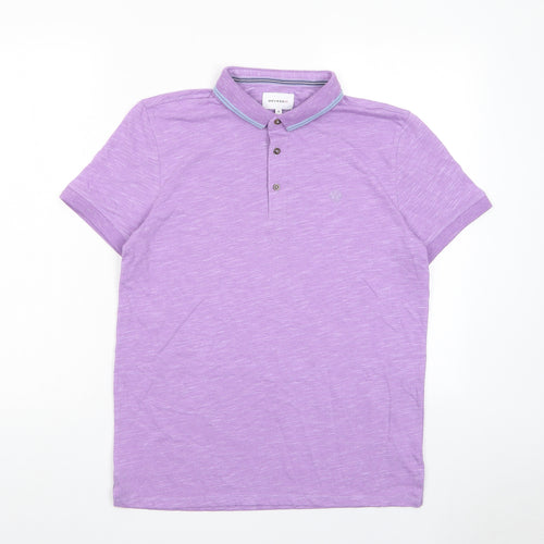 Devred Mens Purple Polyester Polo Size M Collared Button - Logo, Embroidered