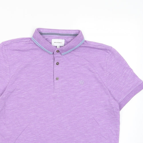 Devred Mens Purple Polyester Polo Size M Collared Button - Logo, Embroidered